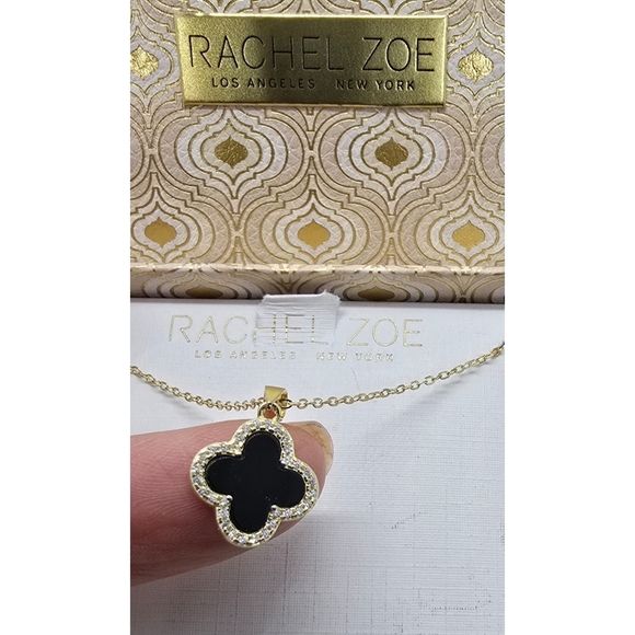 Rachel Zoe Onyx Clover Necklace – 18K Gold Plated - Picture 2 of 15